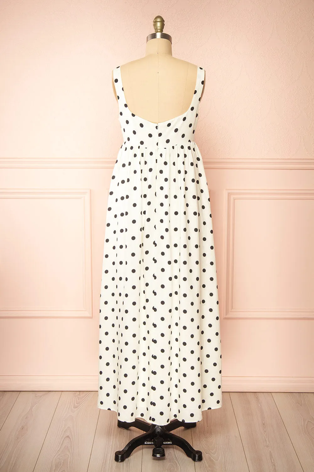 Onomati | White Maxi Dress w/ Black Polka Dots