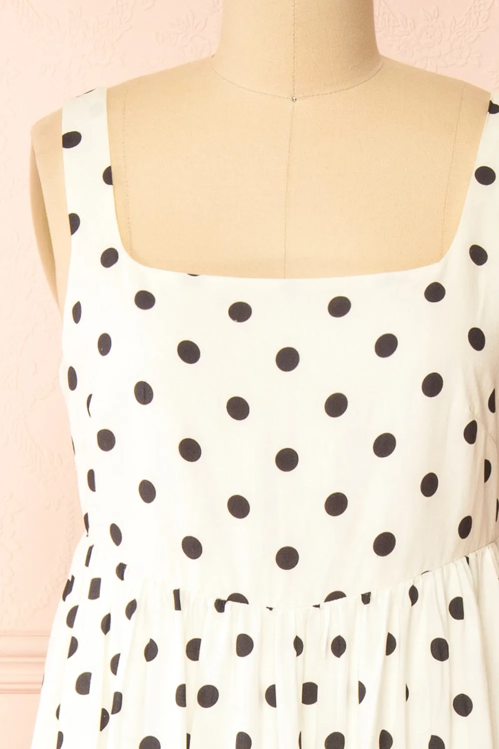 Onomati | White Maxi Dress w/ Black Polka Dots