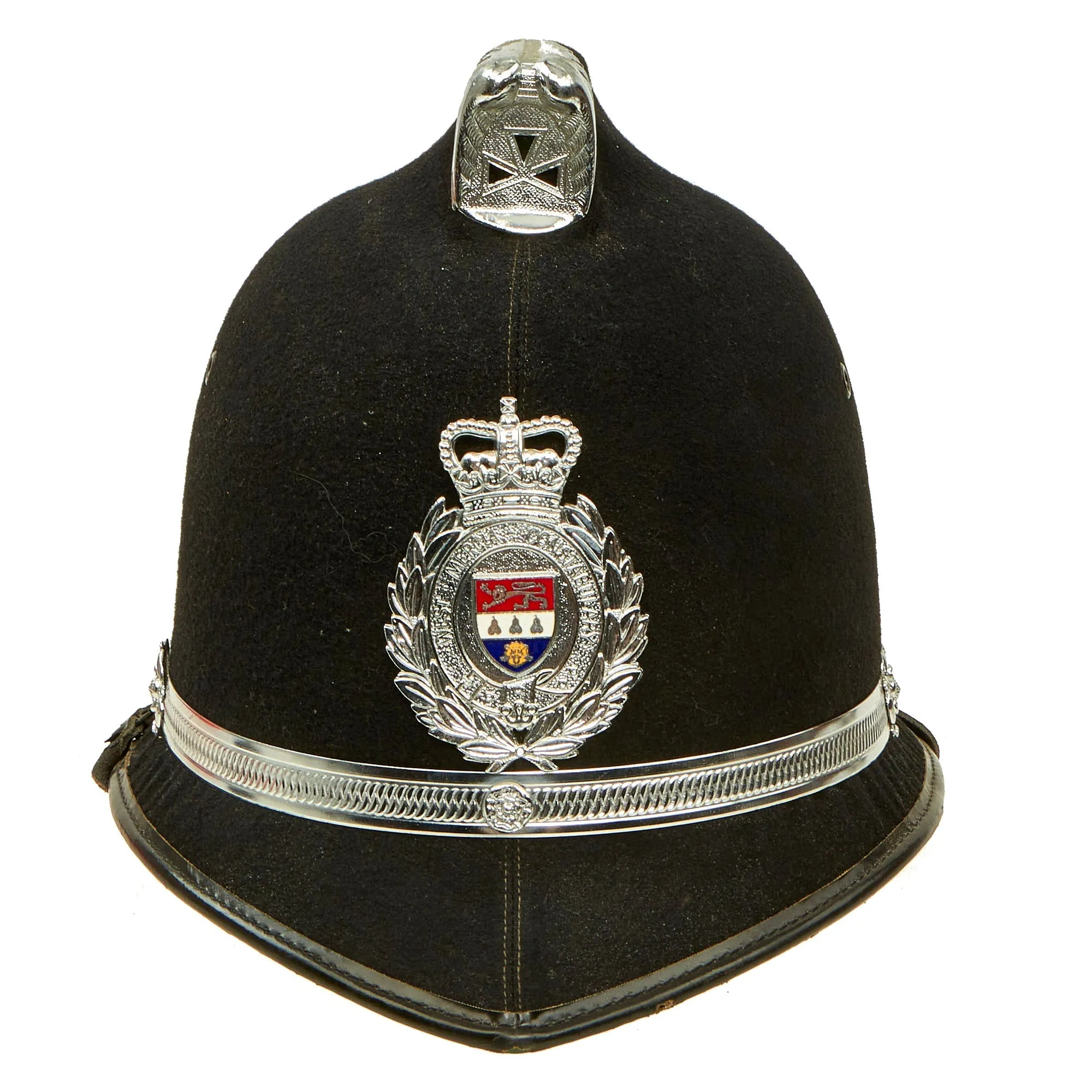 Original British Comb Top West Mercia Constabulary Bobby Helmet - Formerly Part the Yeoman Warders Club Collection