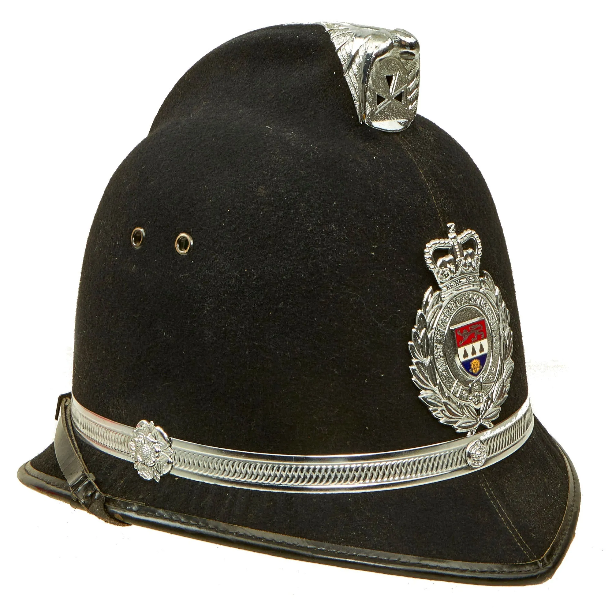 Original British Comb Top West Mercia Constabulary Bobby Helmet - Formerly Part the Yeoman Warders Club Collection