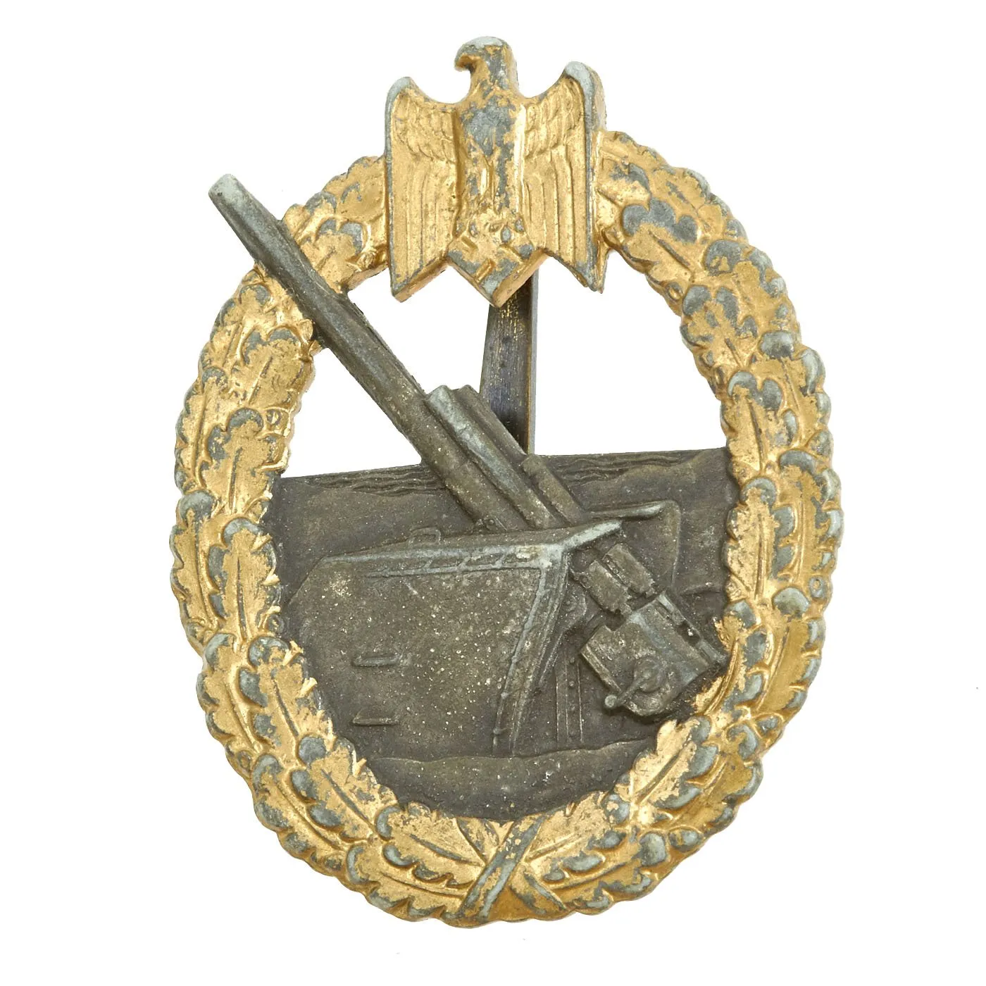 Original German WWII Kriegsmarine Coastal Artillery Badge by Schwerin Berlin