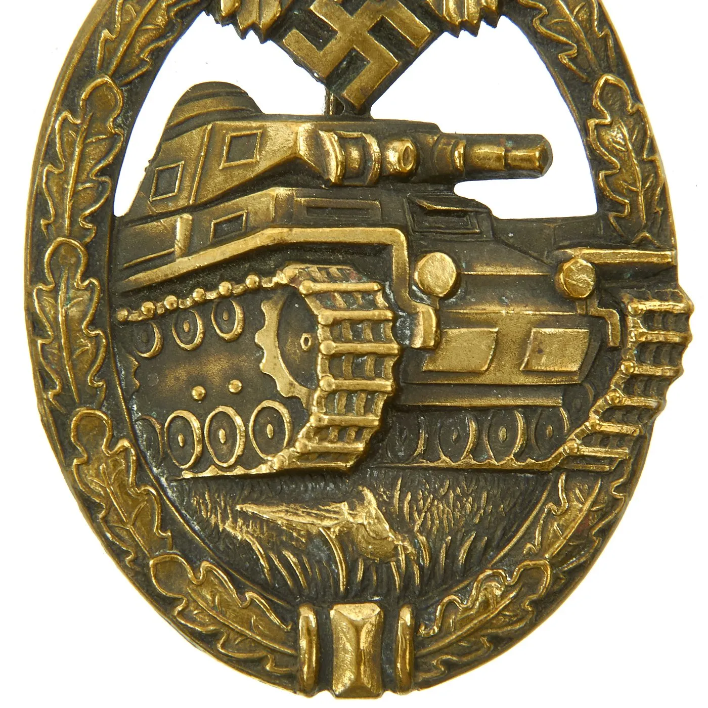 Original German WWII Panzer Assault Badge in Bronze Grade by Karl Wurster