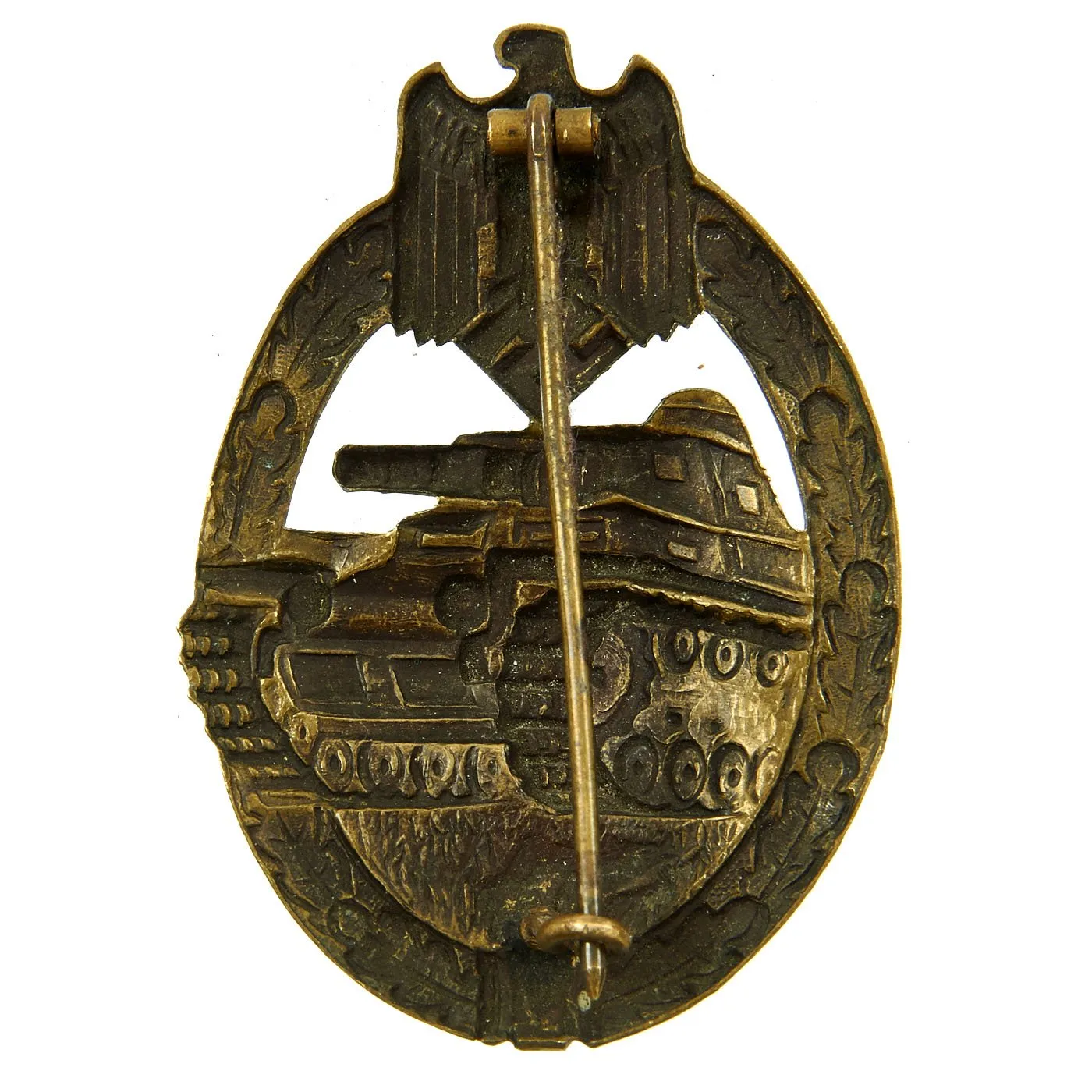 Original German WWII Panzer Assault Badge in Bronze Grade by Karl Wurster