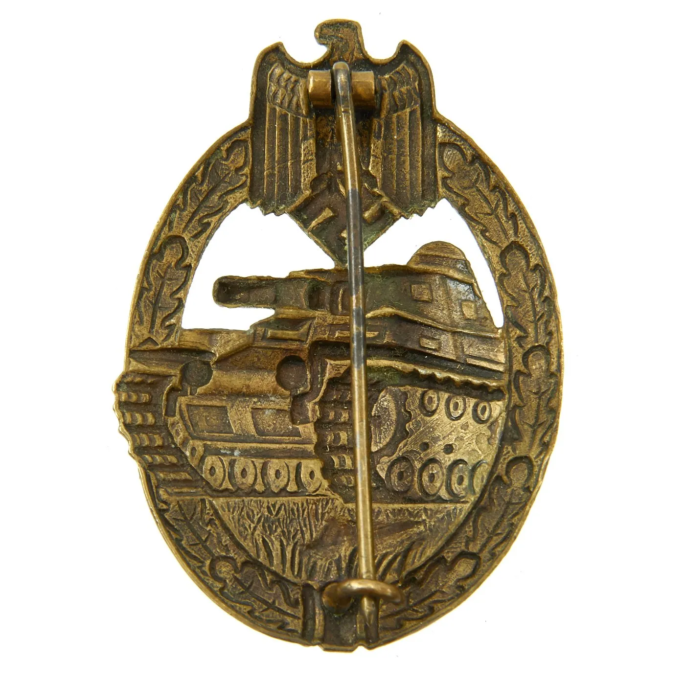 Original German WWII Panzer Assault Badge in Bronze Grade - Hollow Version