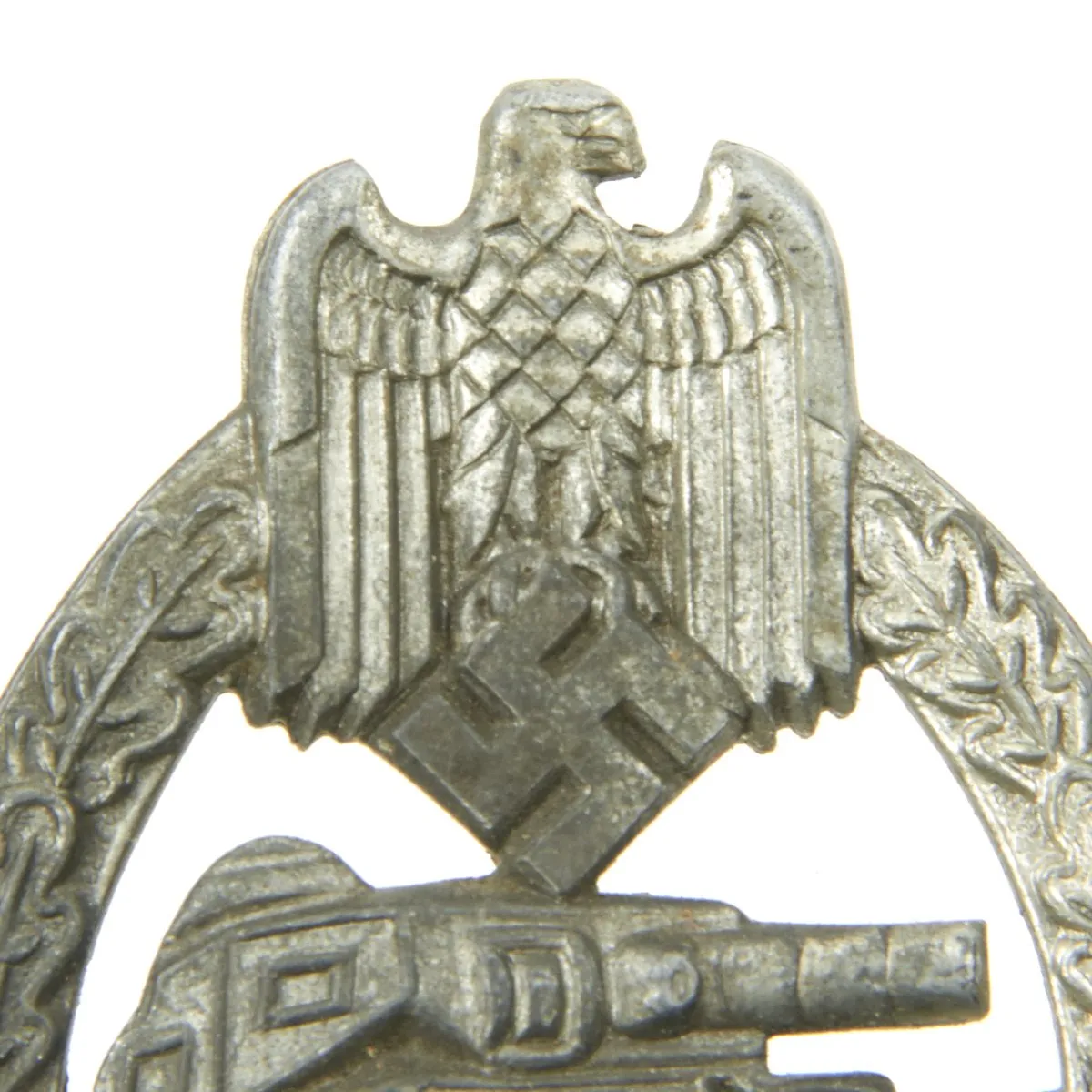 Original German WWII Panzer Assault Tank Badge - Silver Grade with Solid Back