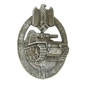 Original German WWII Panzer Assault Tank Badge - Silver Grade