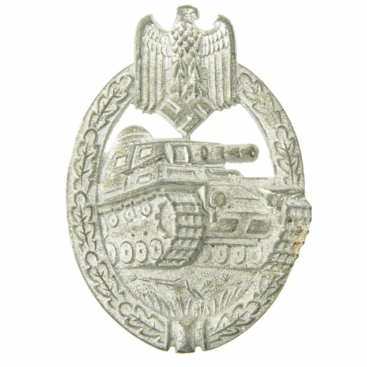 Original German WWII Silver Grade Panzer Assault Tank Badge by Friedrich Linden - FLL 43