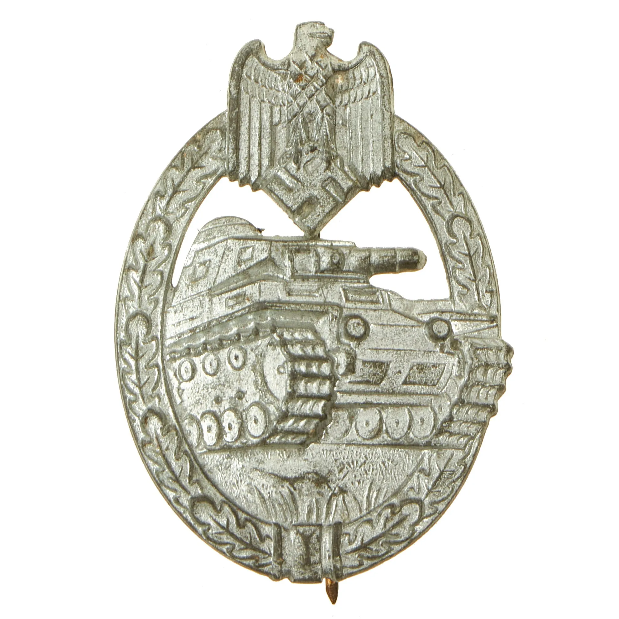 Original German WWII Silver Grade Panzer Assault Tank Badge by Steinhauer & Lück - Scoop Back Version