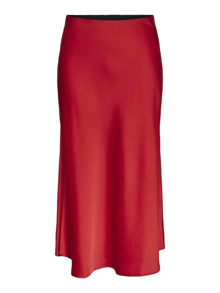 Pella High Waist Midi Skirt Red