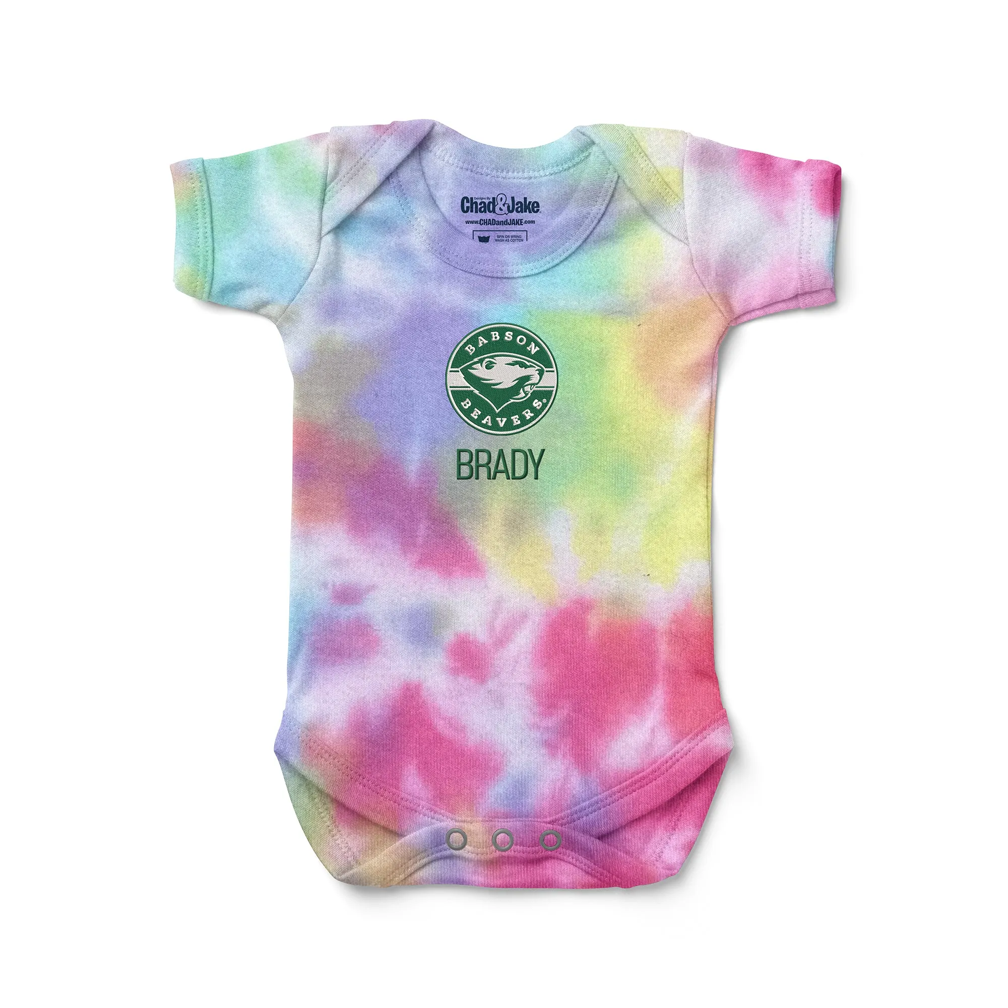 Personalized Babson Beavers Tie Dye Bodysuit