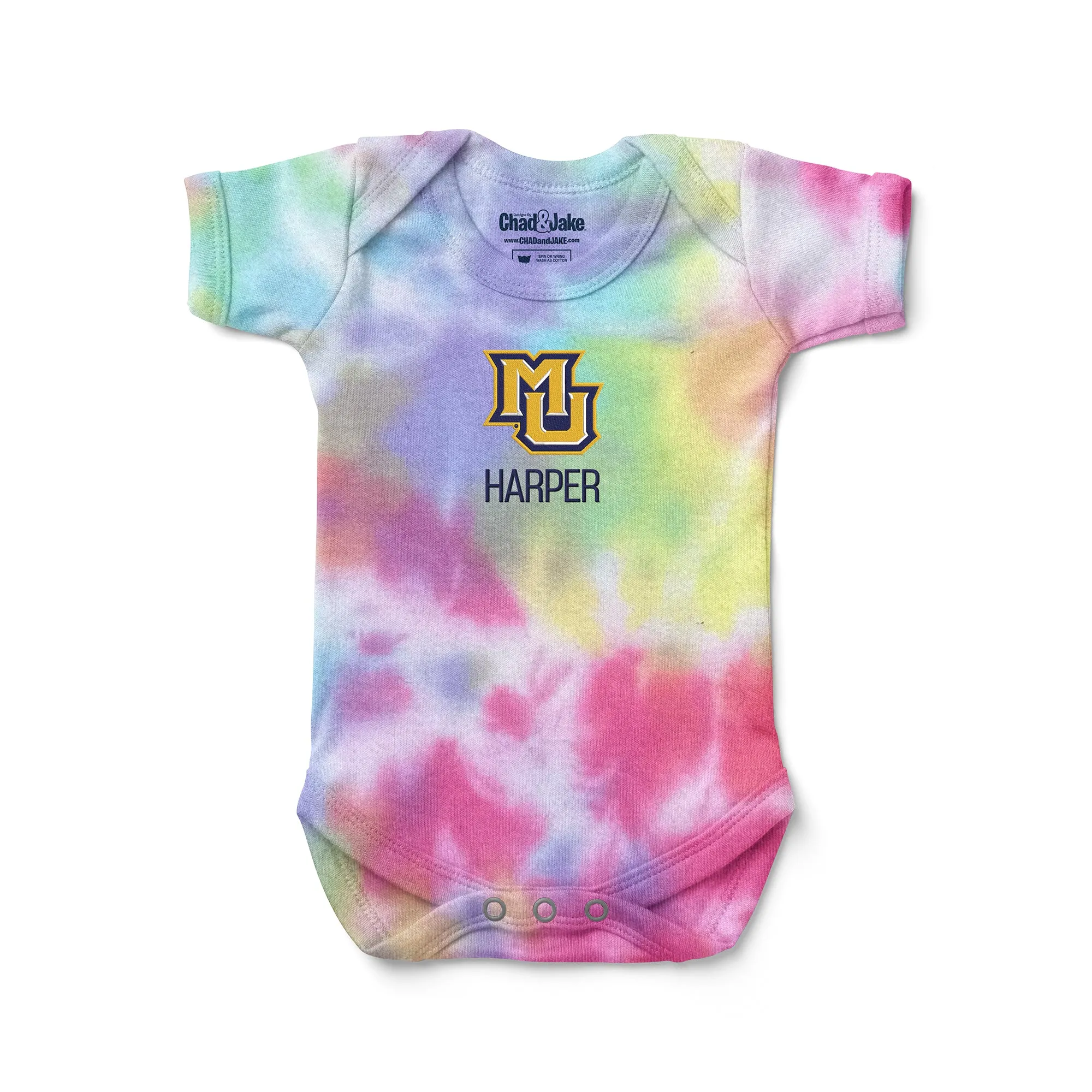 Personalized Marquette Golden Eagles Tie Dye Bodysuit