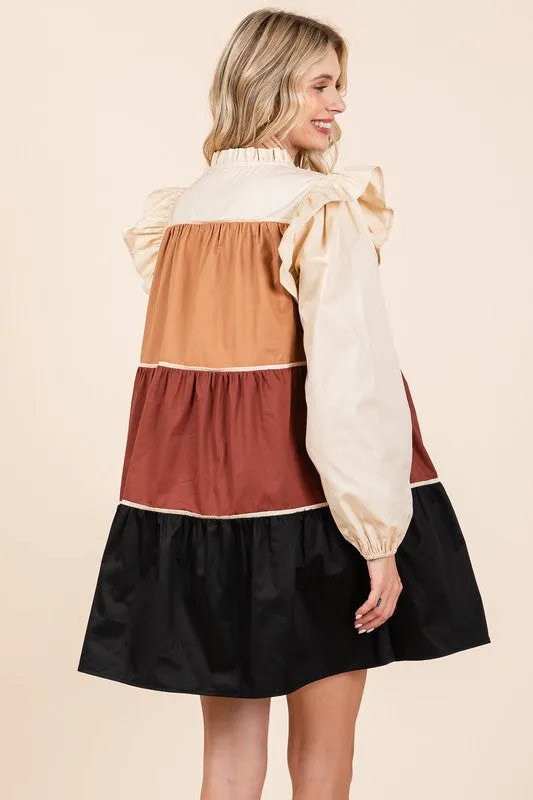 Picture Perfect | Plus Tiered Color Block Dress | 2 COLORS