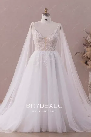 Plus Size Beaded Lace Fashion Watteau Train Wedding Dress