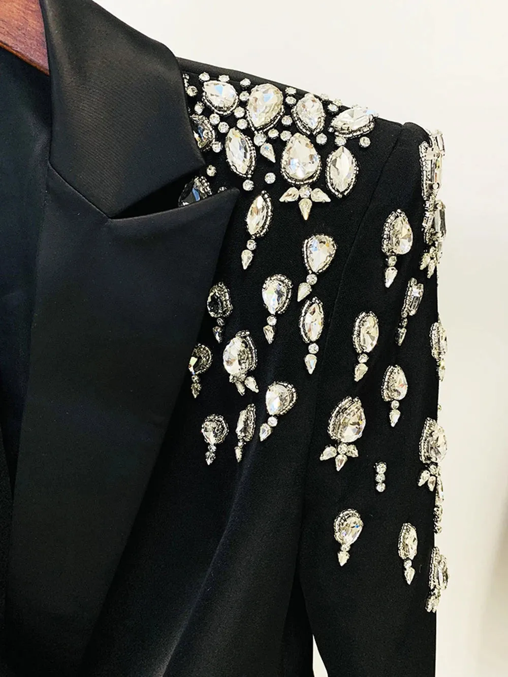 Pre Order:  Beaded Rhinestones Double-Breasted Blazer