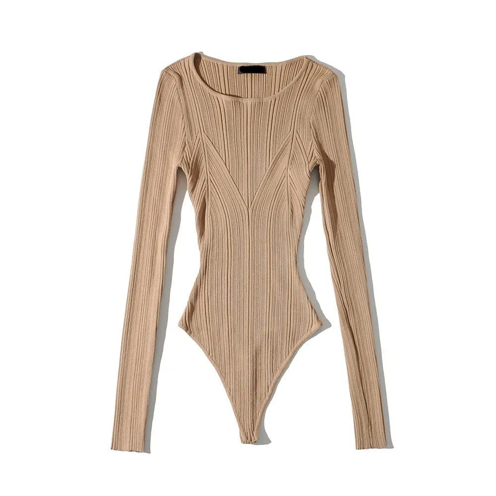 Pre Order:  Contoured Ribbed Boatneck Knit Bodysuit