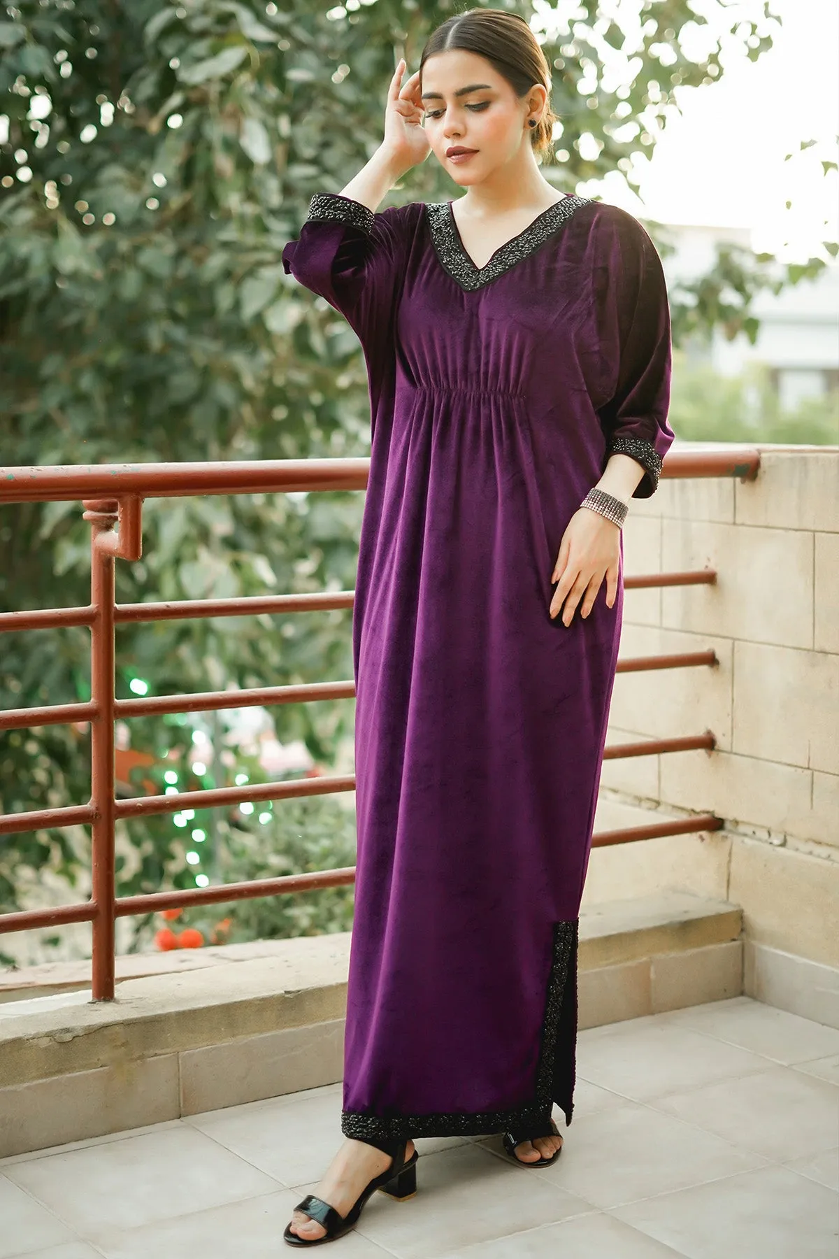 Purple Velvet Kaftan - W22 - WD00025