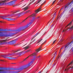 Red Burgundy and Purple Waves Printed Silk Charmeuse Fabric