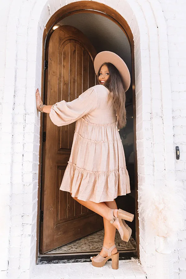 Renowned Love Babydoll Dress In Iced Latte Curves