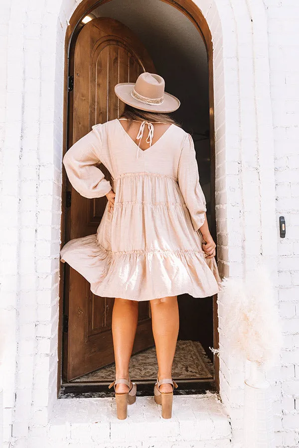 Renowned Love Babydoll Dress In Iced Latte Curves