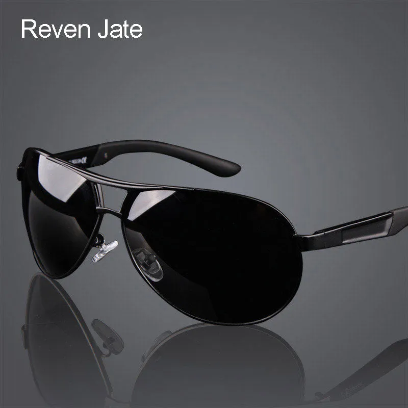 Reven Jate Men's Full Rim Oval Alloy Polarized Sunglasses 0718