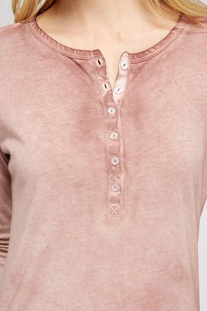 Revered Oil Wash Button Down Henley