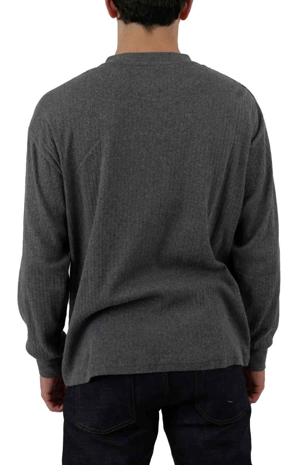 Rib Henley Long Sleeve Shirt - Dark Grey Heather