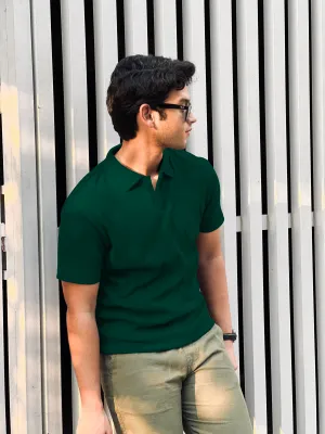 Ribbed Premium Polo | Forest Green