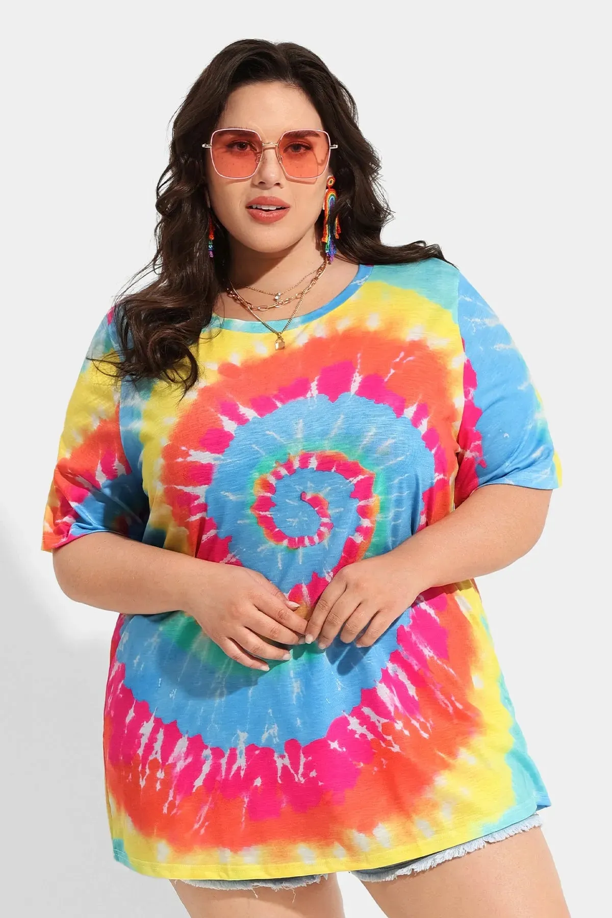 Ritera Candy Tie Dye Heather Crewneck Tunic T-Shirt