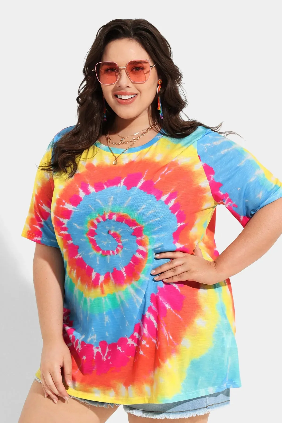 Ritera Candy Tie Dye Heather Crewneck Tunic T-Shirt