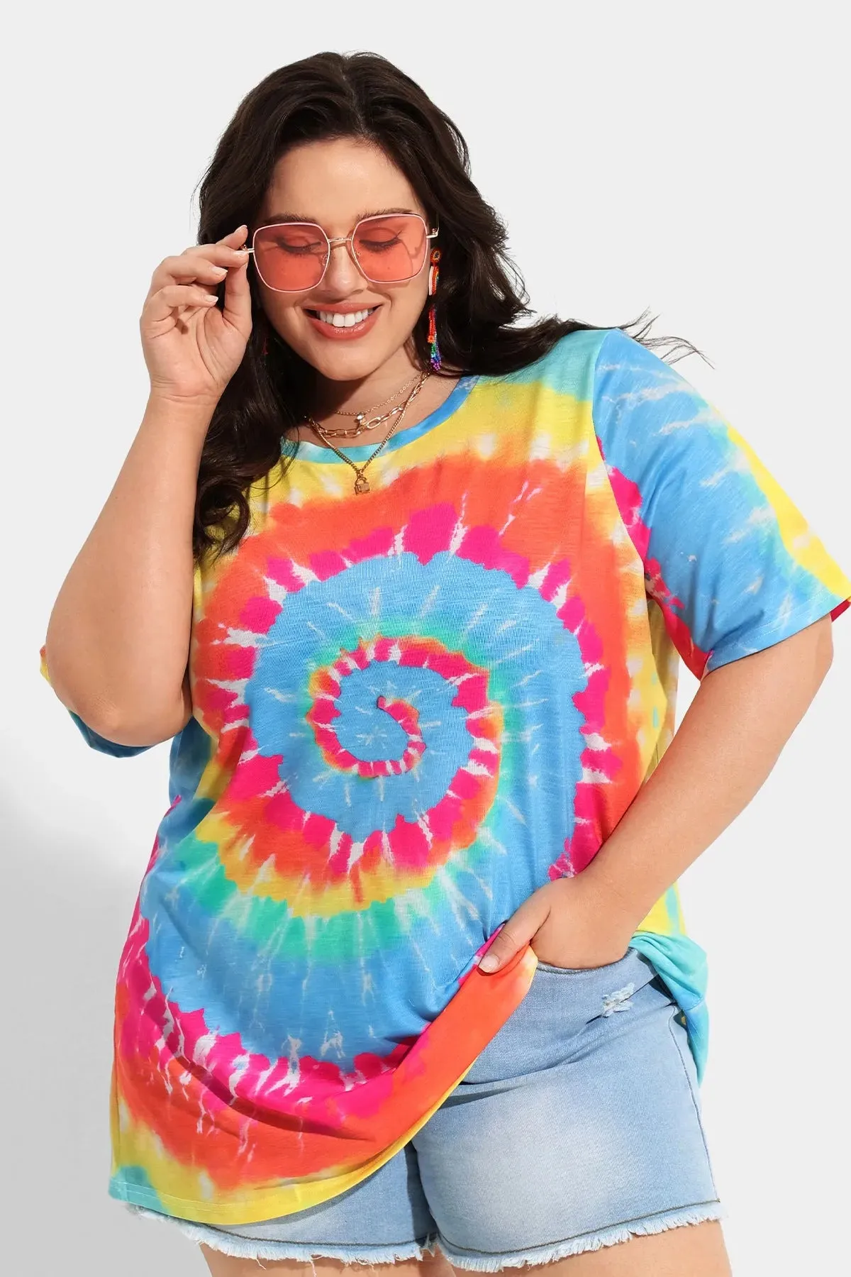 Ritera Candy Tie Dye Heather Crewneck Tunic T-Shirt