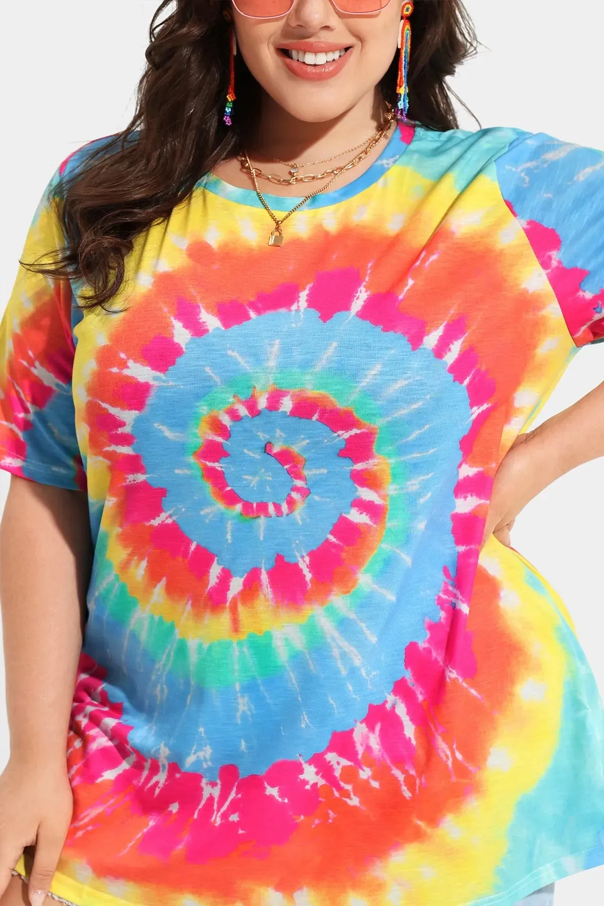 Ritera Candy Tie Dye Heather Crewneck Tunic T-Shirt