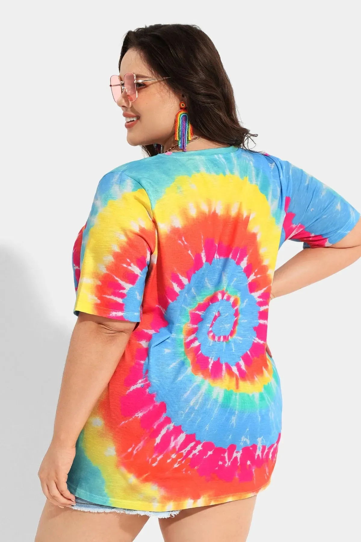 Ritera Candy Tie Dye Heather Crewneck Tunic T-Shirt