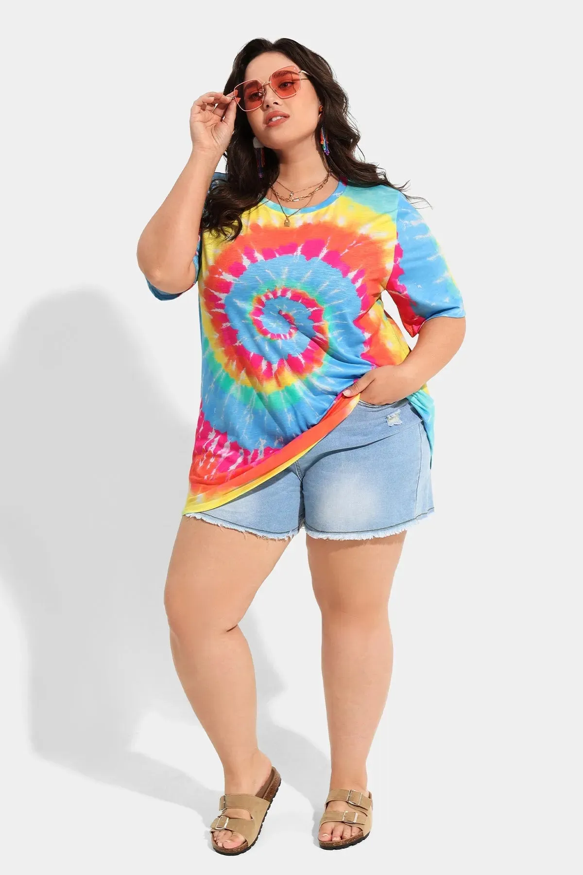 Ritera Candy Tie Dye Heather Crewneck Tunic T-Shirt