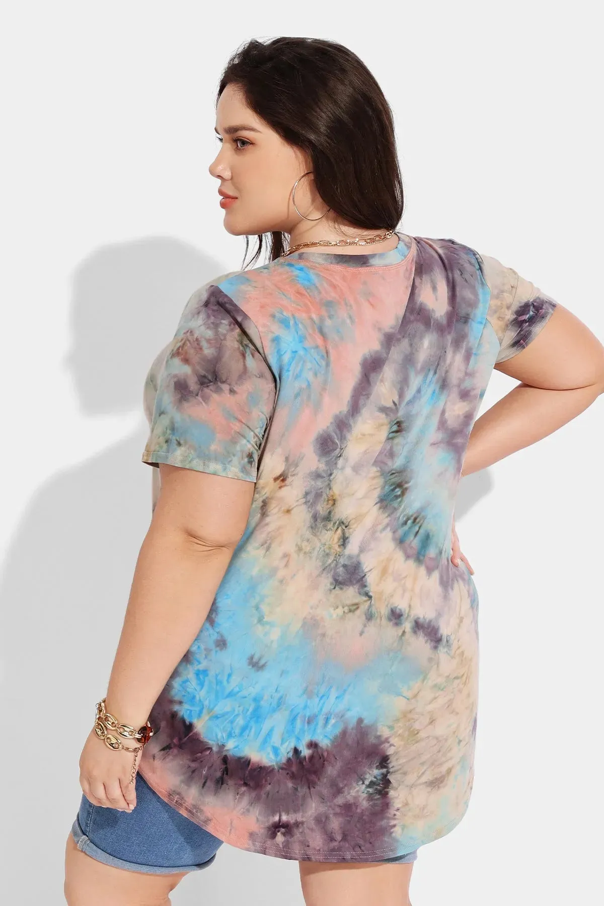 Ritera Contrast Tie Dye Loose Tunic T-Shirt