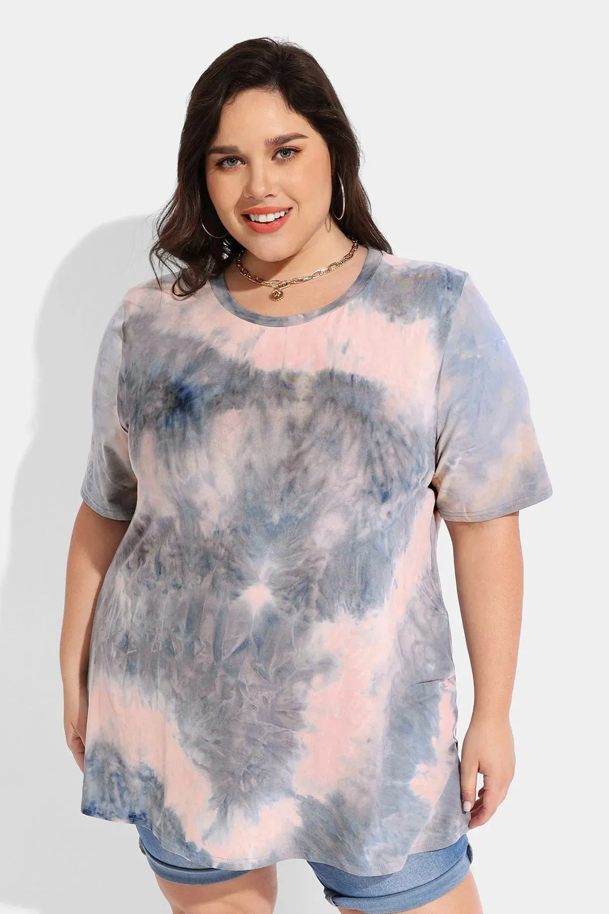 Ritera Cruise Tie Dye Heather Crewneck Tunic T-Shirt