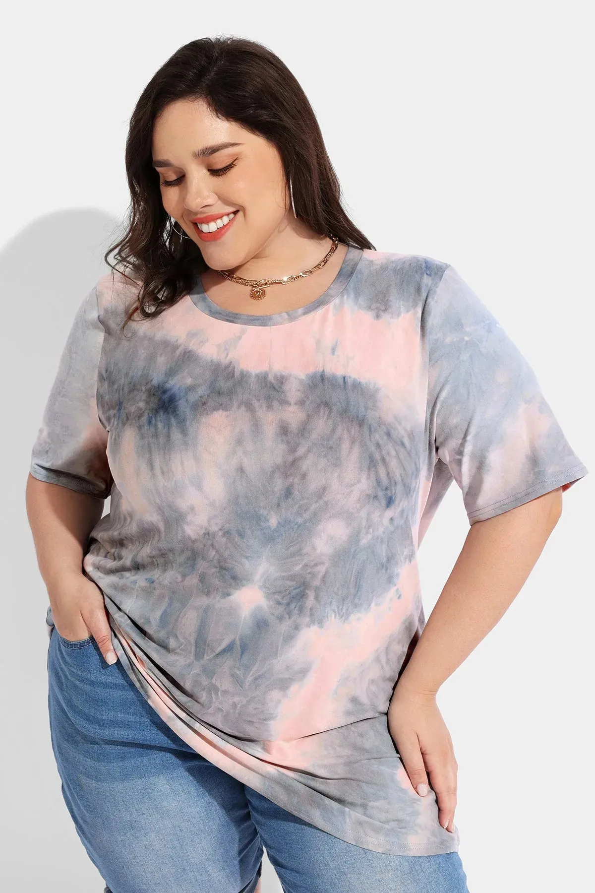 Ritera Cruise Tie Dye Heather Crewneck Tunic T-Shirt