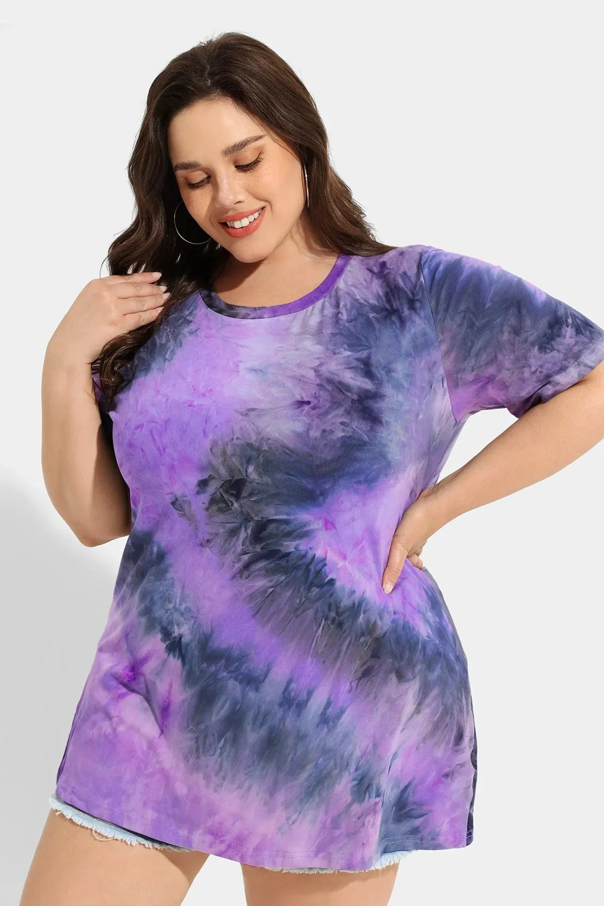 Ritera Cruise Tie Dye Heather Short Sleeve Tunic T-Shirt