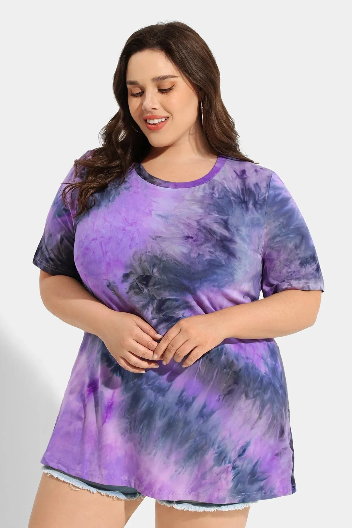 Ritera Cruise Tie Dye Heather Short Sleeve Tunic T-Shirt