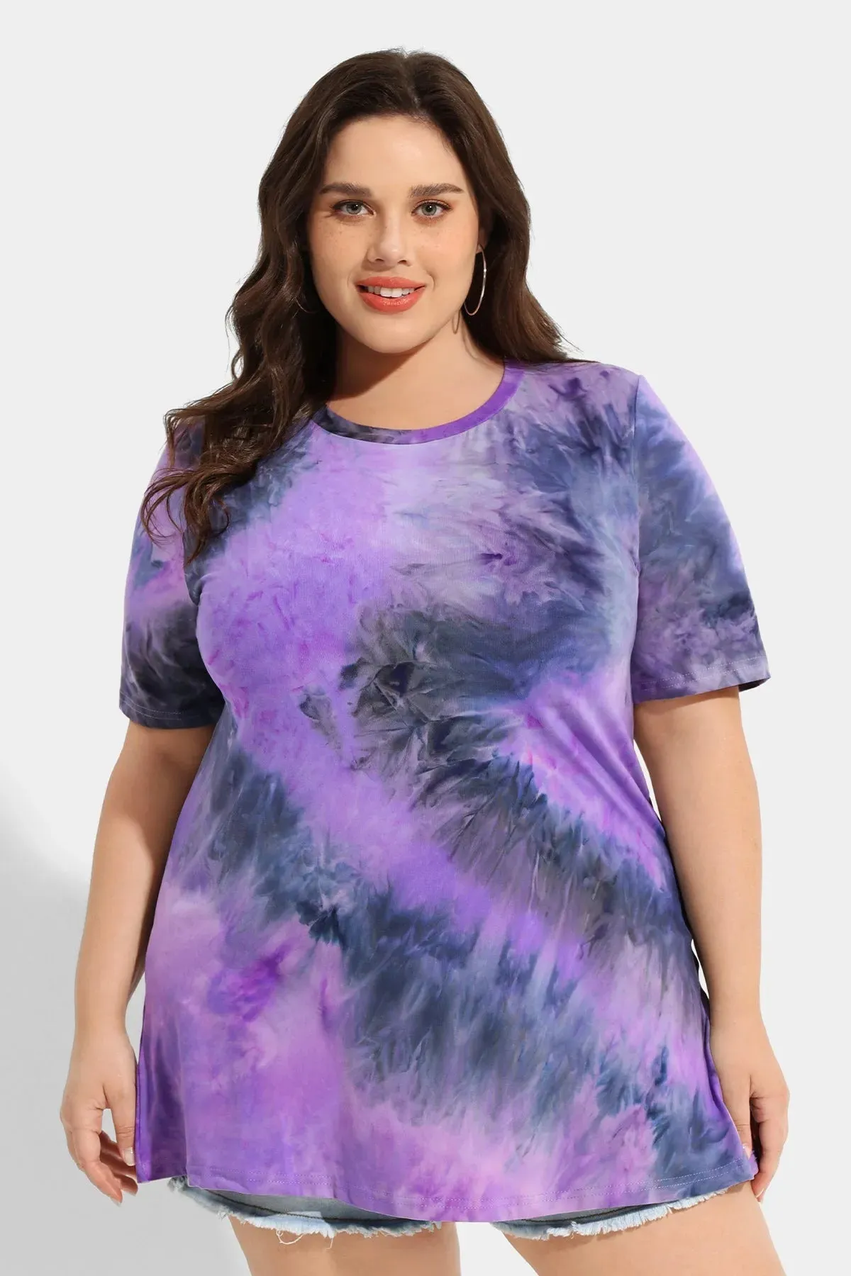 Ritera Cruise Tie Dye Heather Short Sleeve Tunic T-Shirt