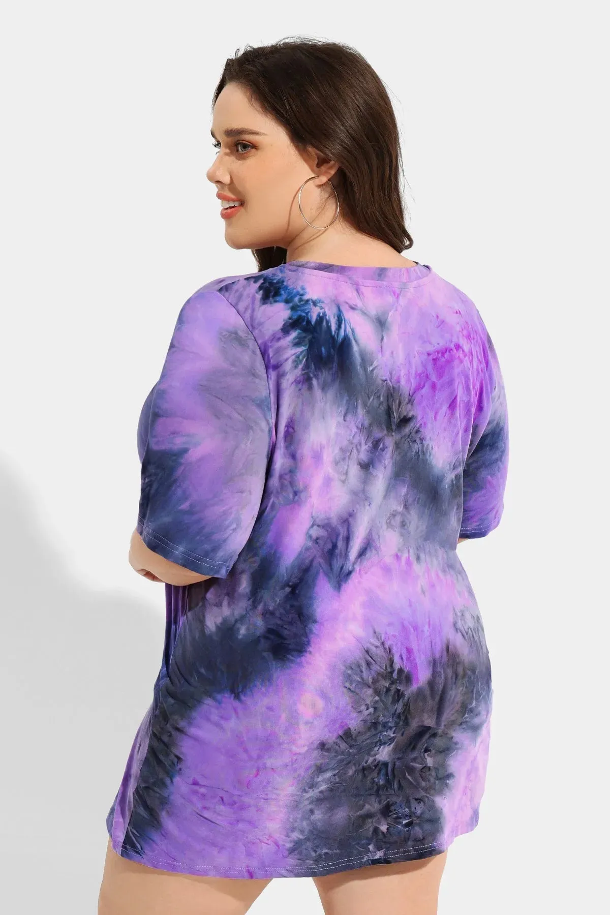 Ritera Cruise Tie Dye Heather Short Sleeve Tunic T-Shirt