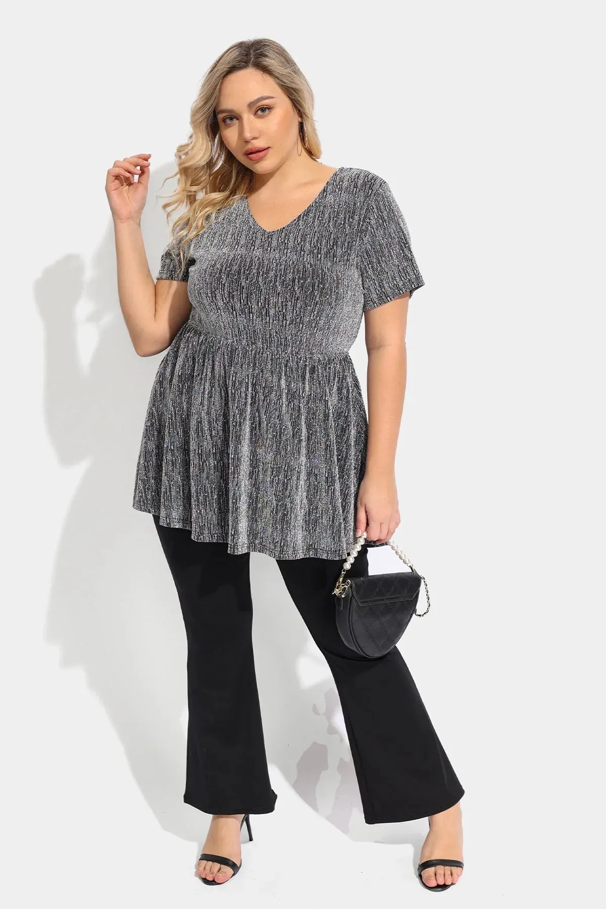 Ritera Elasticated Waist Flowy Pleated Tunic T-Shirt