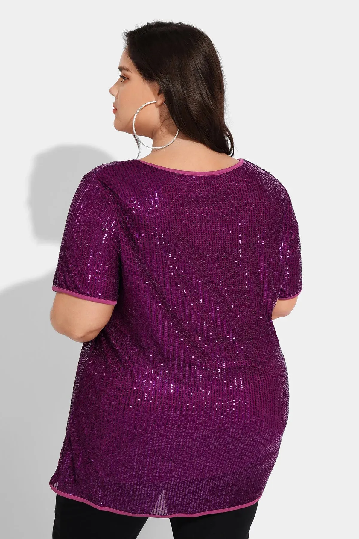 Ritera Sequin Texture V Neck Tunic T-Shirt