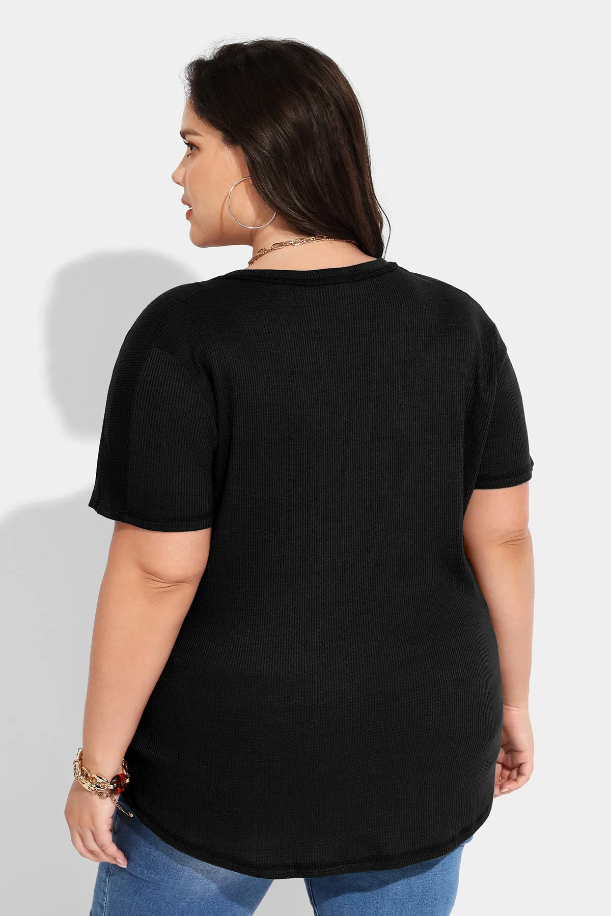 Ritera Solid Notched V Neck T-Shirt