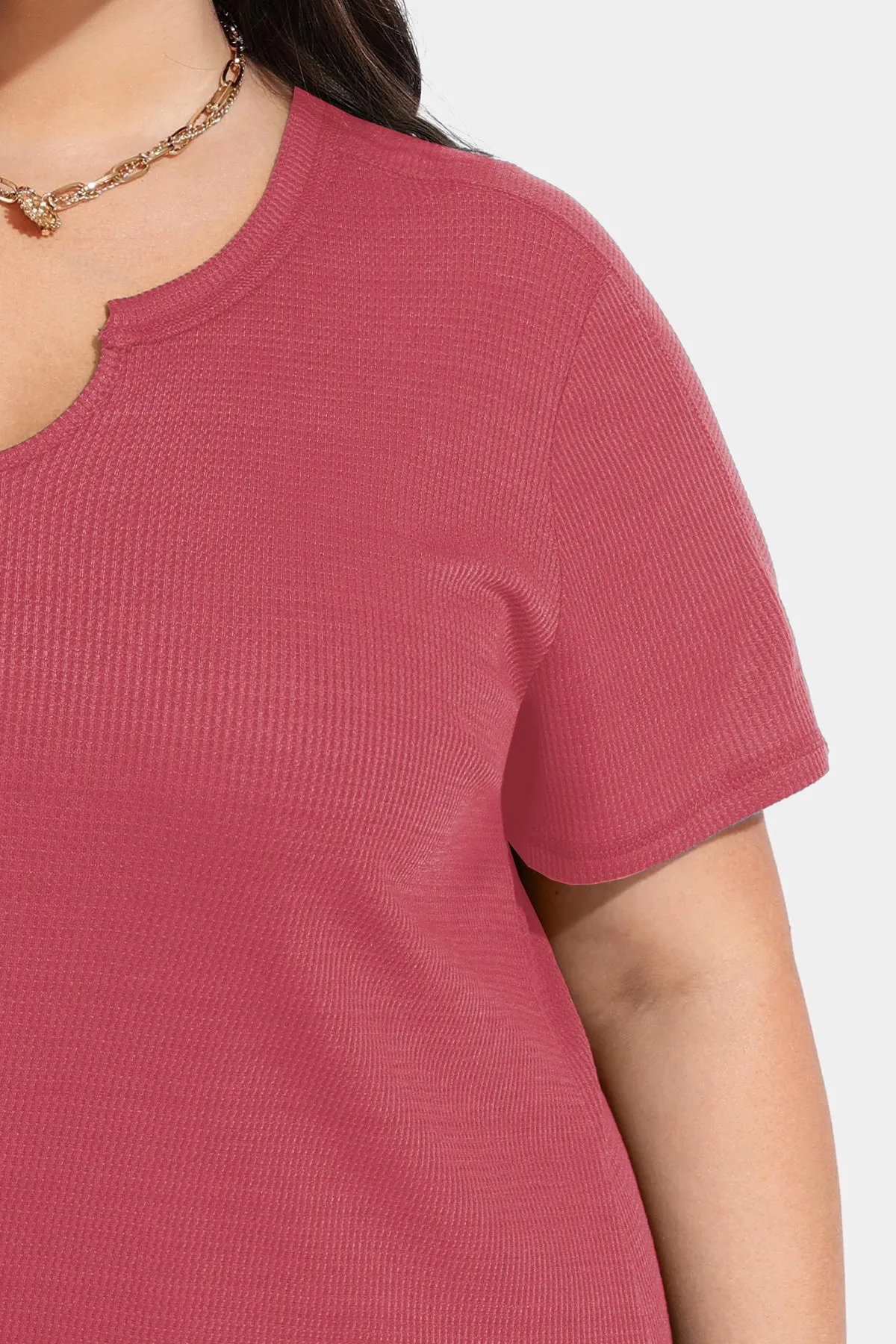 Ritera Solid Notched V Neck T-Shirt