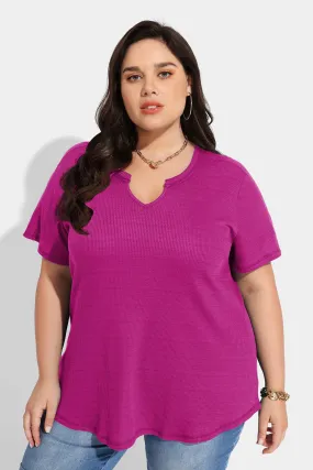 Ritera Solid Notched V Neck T-Shirt