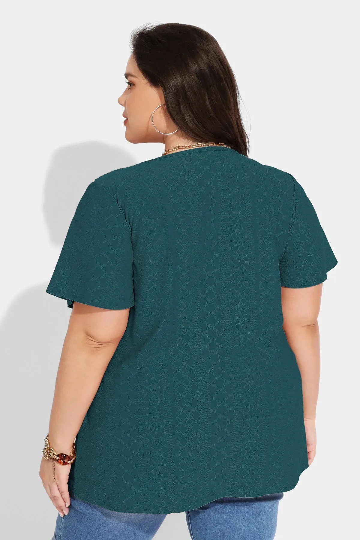 Ritera Solid Texture Button Down Tunic T-Shirt