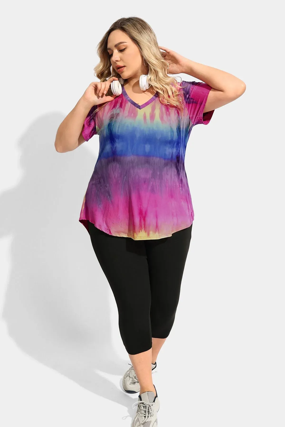 Ritera Tie Dye Supersoft V Neck Tunic T-Shirt