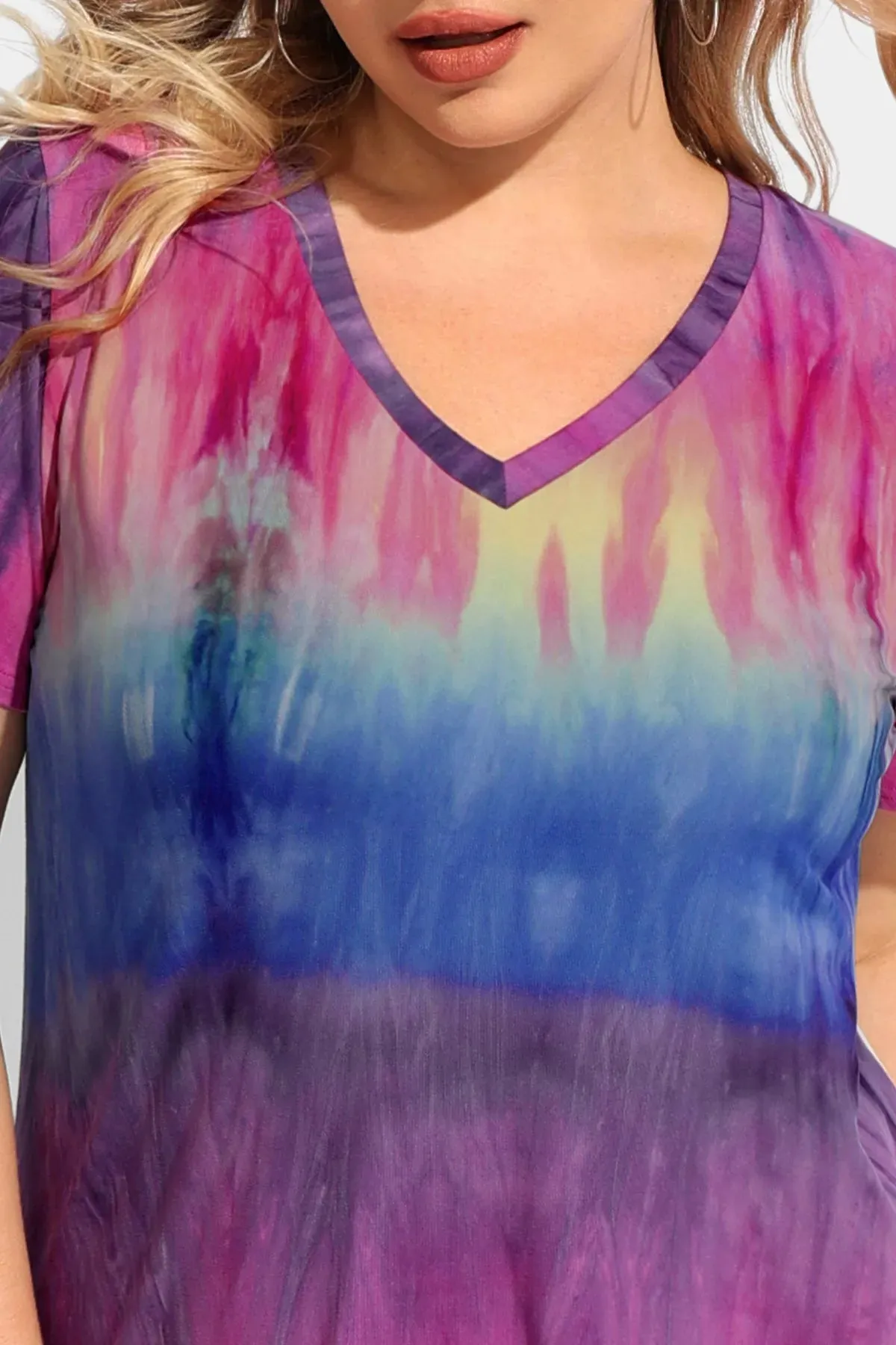 Ritera Tie Dye Supersoft V Neck Tunic T-Shirt