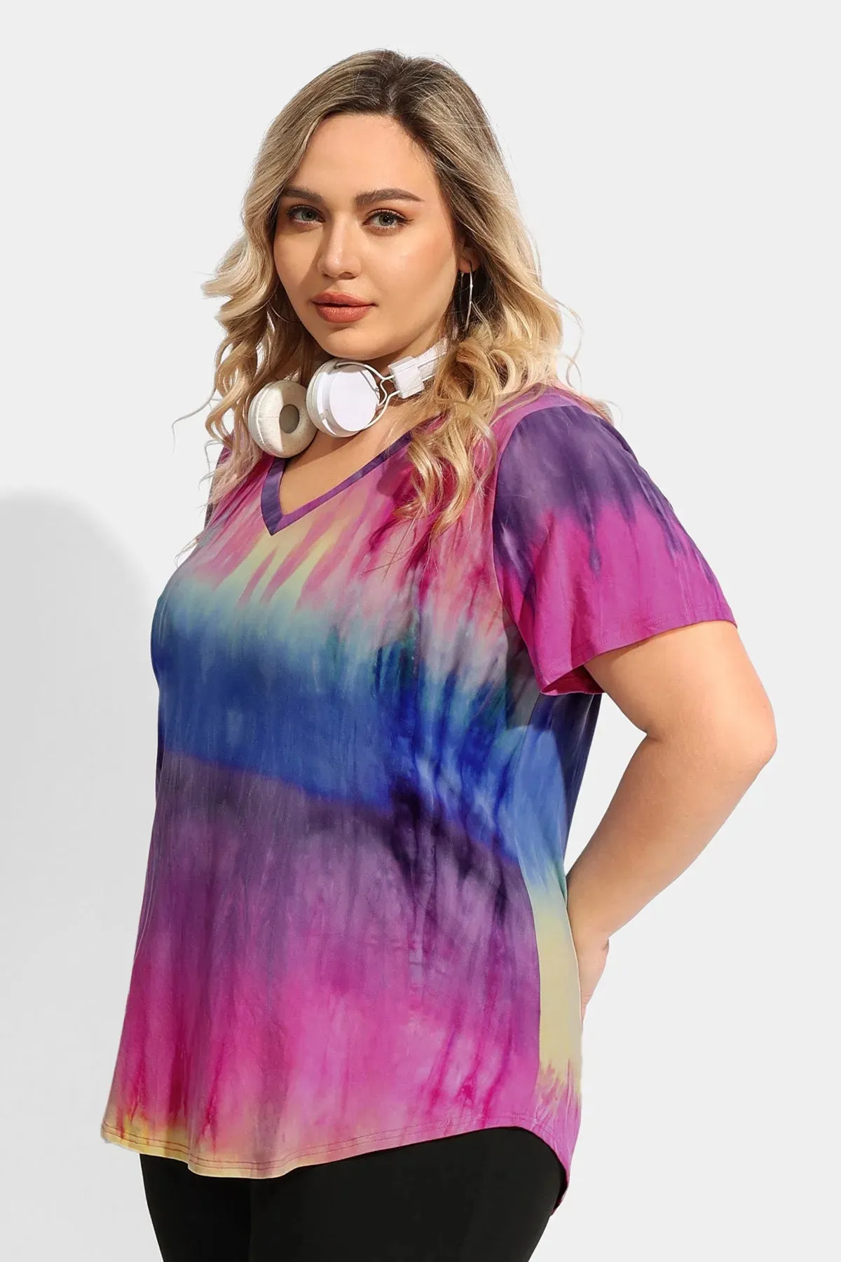 Ritera Tie Dye Supersoft V Neck Tunic T-Shirt