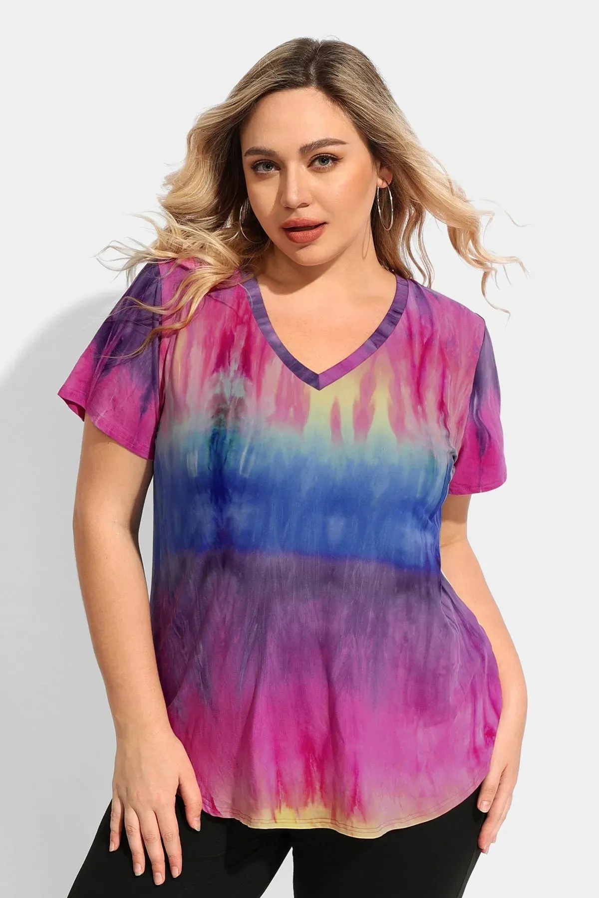 Ritera Tie Dye Supersoft V Neck Tunic T-Shirt